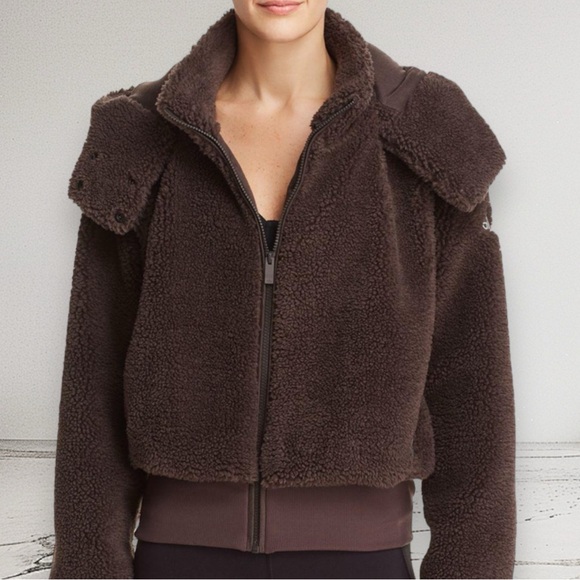 ALO YOGA Foxy Sherpa Jacket Brown Size M - Picture 15 of 16